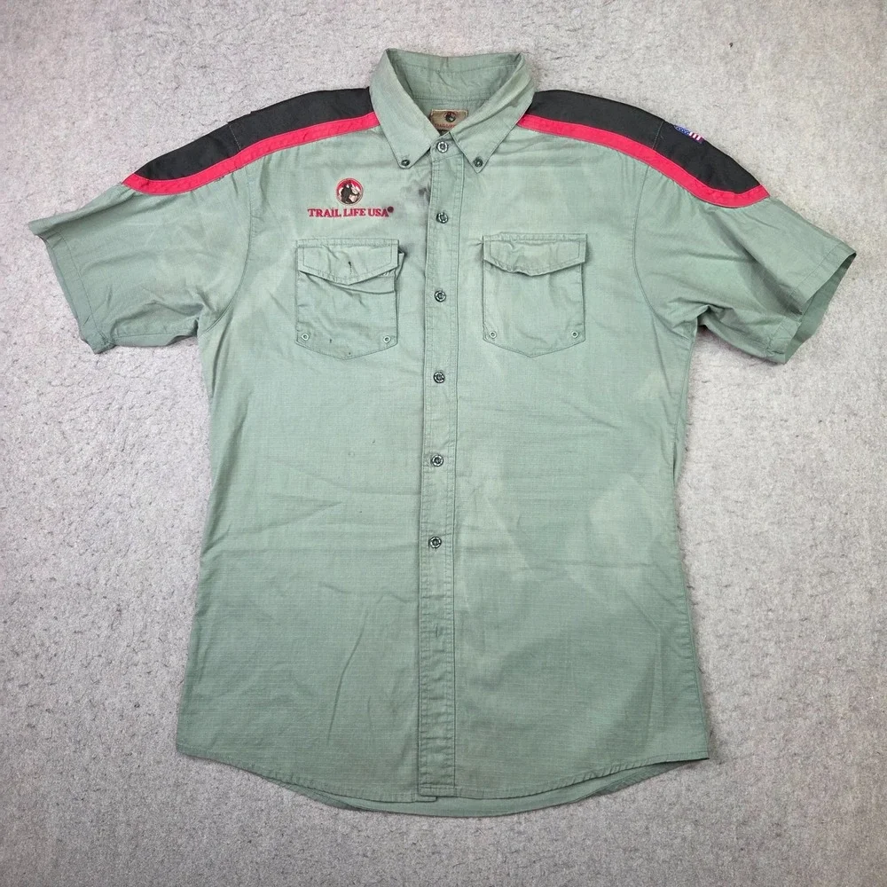 TRAIL LIFE USA Troop Uniform Shirt Adult M Ripstop Fabric Scouts USA Patch